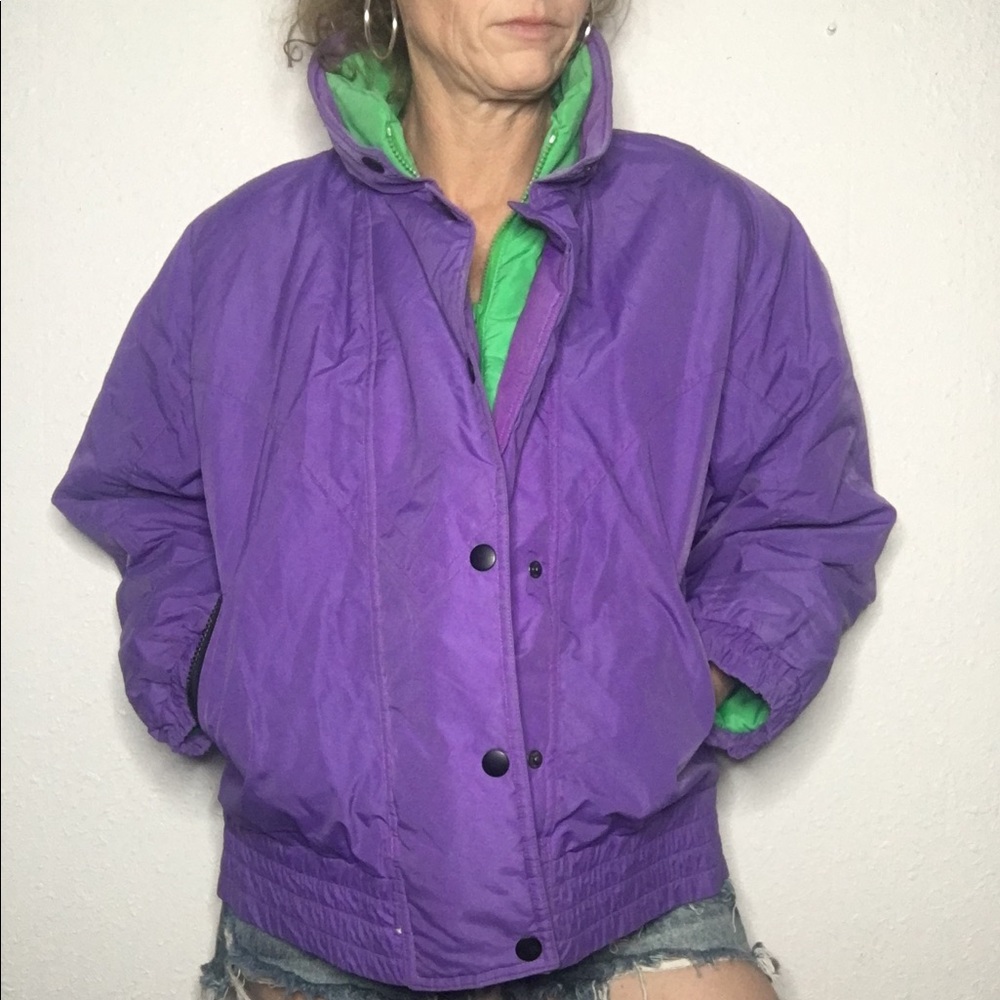😈VTG color block puffer jacket